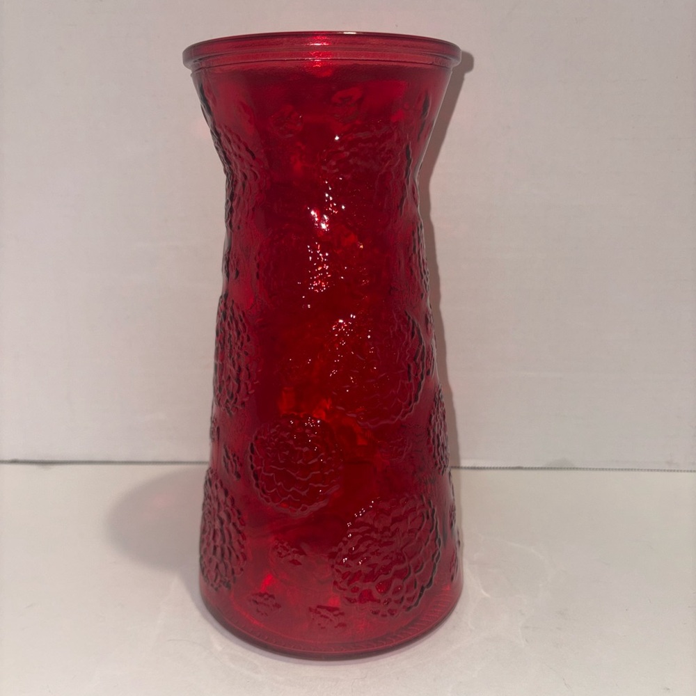 Vintage AEG LUXE Red Textured Glass Decorative Vase - Home Accent